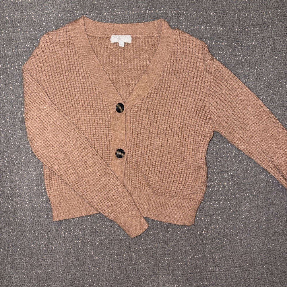 Women's Crop Brown Cardigan Sweater